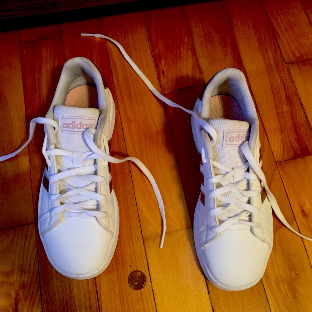 Girls white adidas sneakers Size 1